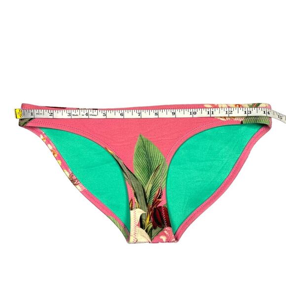TRIANGL Bikini Bottoms Tropical Print Neoprene Pink Green Swimsuit Women's Small - Picture 4 of 8